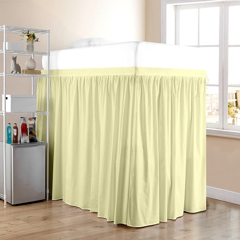 Dorm Room Bed Skirt - Extended Dorm Bed Skirt Long Bed Skirt 100% Egyptian Cotton 400-Thread-Count College Dorm Bed Skirt - Ivory, Twin XL/40 Drop