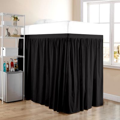 LuckShree Dust Ruffled Bed Skirt College Dorm Extra Long Extended Dorm Room Bed Skirt |100 Egyptian Cotton, 400-Thread Count| Extra Long Dorm Room Bed Skirt - [Black, Twin XL38 Drop]