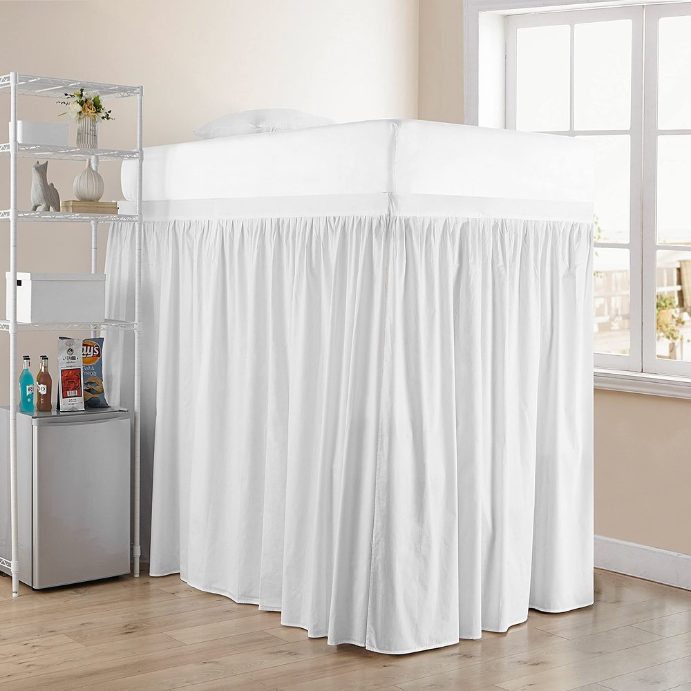 Dorm Room Bed Skirt - Extended Dorm Bed Skirt Long Bed Skirt 100% Egyptian Cotton 400-Thread-Count College Dorm Bed Skirt - White, Twin XL/40 Drop