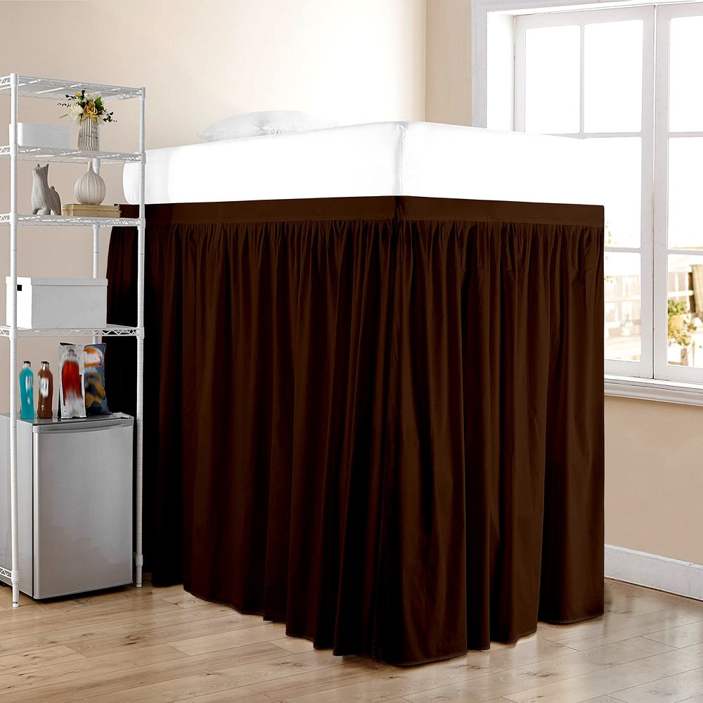 Dorm Room Bed Skirt - Extended Dorm Bed Skirt Long Bed Skirt 100% Egyptian Cotton 400-Thread-Count College Dorm Bed Skirt - Chocolate, Twin XL/44 Drop