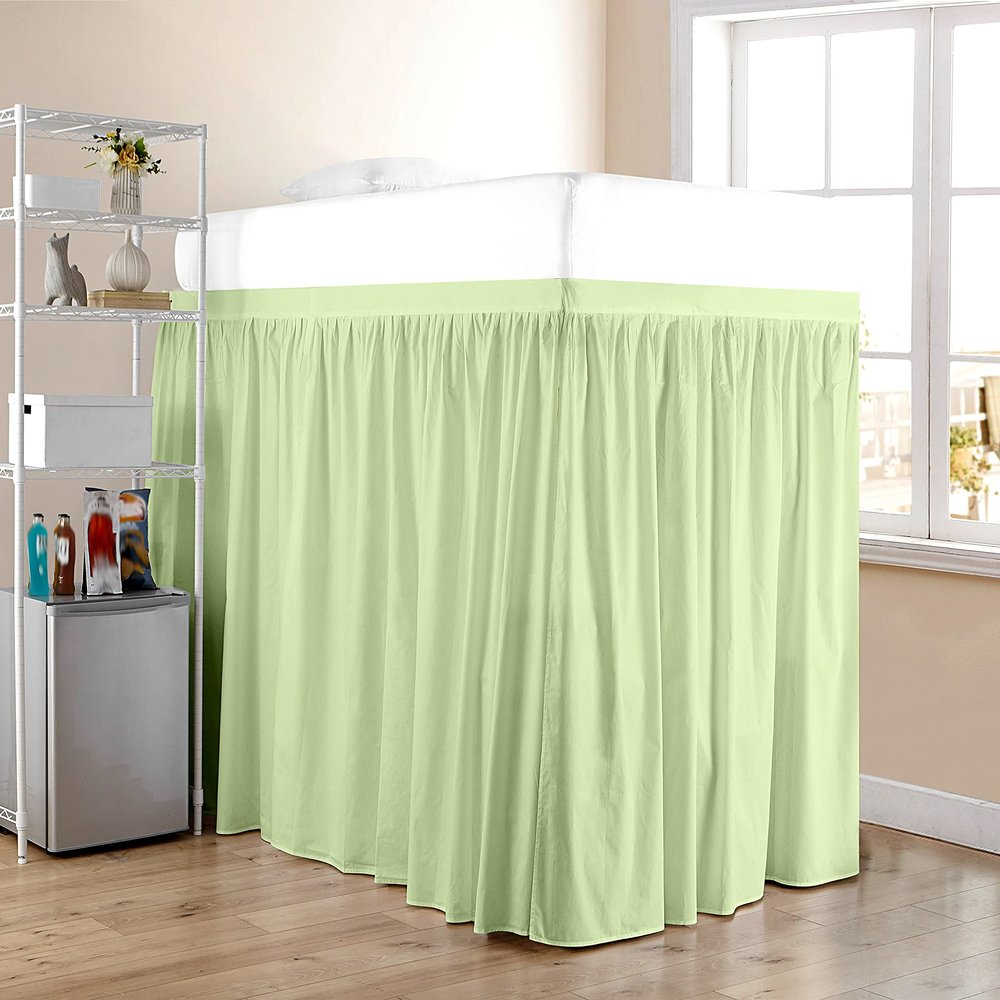 Dorm Room Bed Skirt - Extended Dorm Bed Skirt Long Bed Skirt 100% Egyptian Cotton 400-Thread-Count College Dorm Bed Skirt - Sage, Twin XL/40 Drop