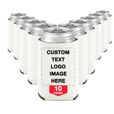 10 PCS Custom Beer Can Cooler Sleeves Bulk Personalized Insulated Beverage Bottle Holder with Logo Image Text for Wedding Birthday Party