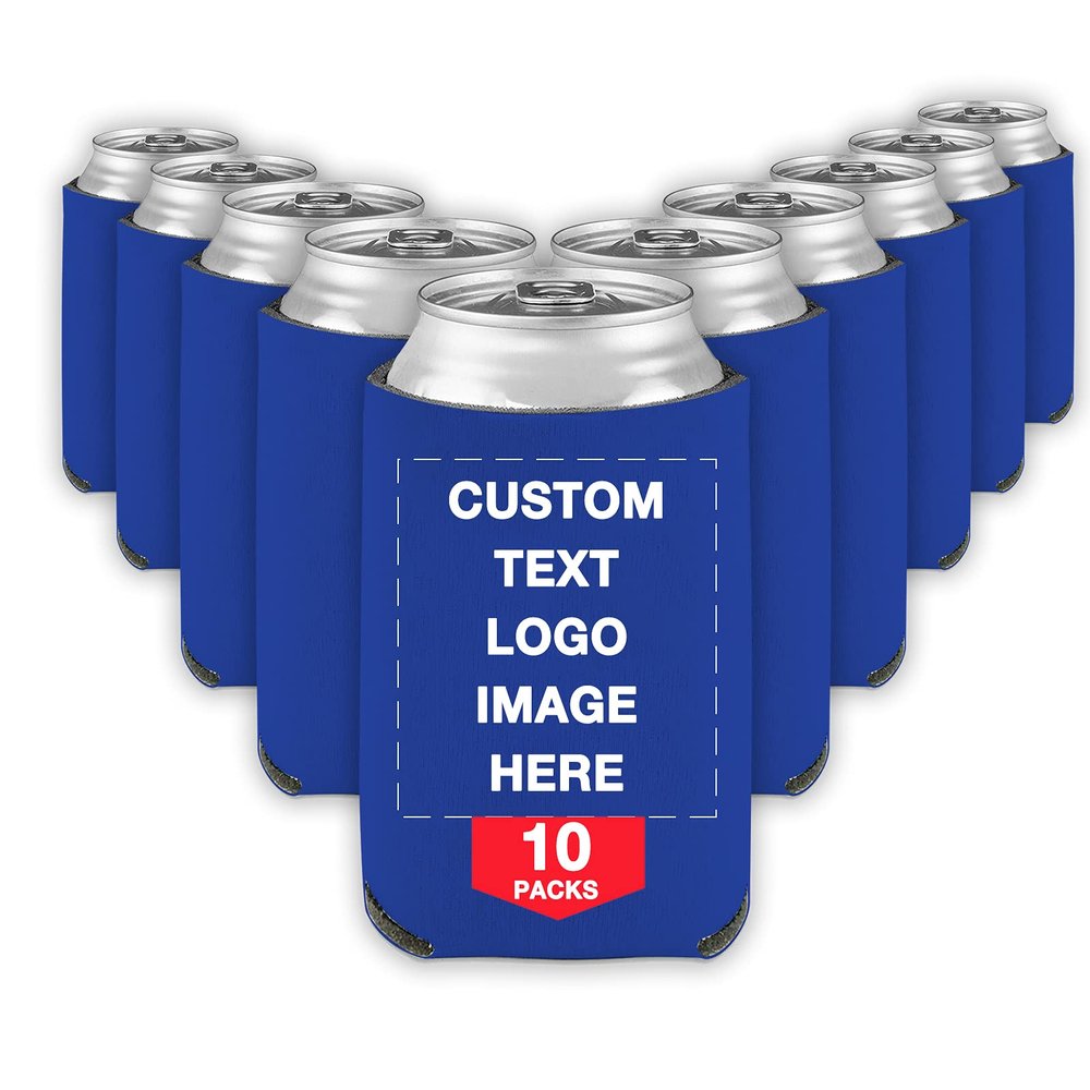 10 PCS Custom Beer Can Cooler Sleeves Bulk Personalized Insulated Beverage Bottle Holder with Logo Image Text for Wedding Birthday Party