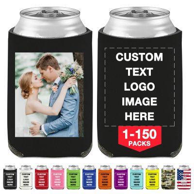 10 PCS Custom Beer Can Cooler Sleeves Bulk Personalized Insulated Beverage Bottle Holder with Logo Image Text for Wedding Birthday Party