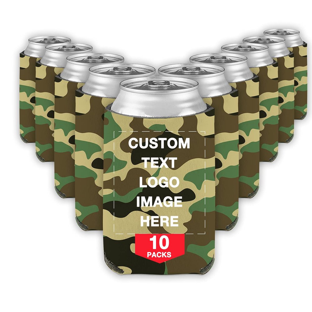 10 PCS Custom Beer Can Cooler Sleeves Bulk Personalized Insulated Beverage Bottle Holder with Logo Image Text for Wedding Birthday Party