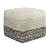 SIMPLIHOME Macie Square Pouf - 18 inch Wide Handcrafted PET Polyester Ottoman in Grey and White, Boho Indoor/Outdoor Footstool or Extra Seating for Living Room with Polystyrene Bead Filling, Assembled view 1