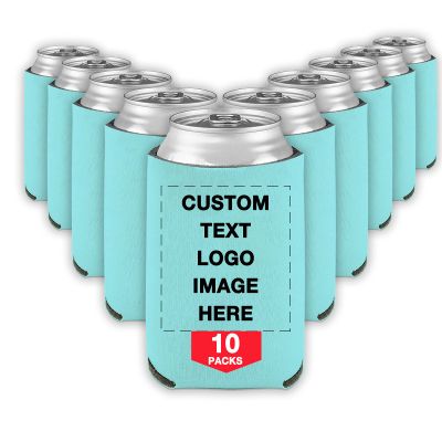 10 PCS Custom Beer Can Cooler Sleeves Bulk Personalized Insulated Beverage Bottle Holder with Logo Image Text for Wedding Birthday Party