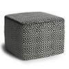 SIMPLIHOME Briella Square Pouf - 18 inch Wide Handcrafted PET Woven Polyester Outdoor/Indoor Ottoman in Grey and White, Boho Footstool or Extra Seating for Living Room, Bedroom or Patio, Assembled view 1