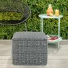 SIMPLIHOME Briella Square Pouf - 18 inch Wide Handcrafted PET Woven Polyester Outdoor/Indoor Ottoman in Grey and White, Boho Footstool or Extra Seating for Living Room, Bedroom or Patio, Assembled view 2