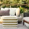 SIMPLIHOME Liam Boho Square Woven Outdoor/ Indoor Pouf in Natural and White Recycled PET Polyester for the Living Room, Bedroom and Kids Room view 2