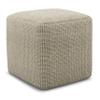 SIMPLIHOME Zelma Square Pouf  18 inch Wide Upholstered PET Polyester Ottoman in Cream and Natural, Boho Indoor/Outdoor Footstool or Extra Seating for Living Room, Bedroom, or Patio, Assembled view 1