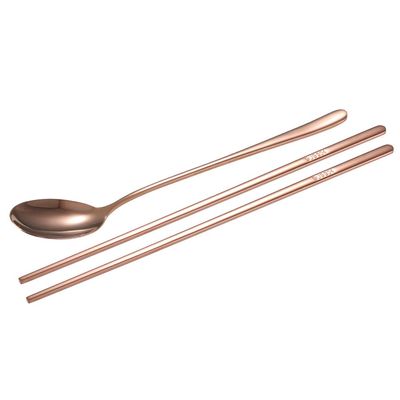 Chopsticks Spoon Set 2Pcs Soup Spoons Stainless Steel Chopsticks Spoons Korean Style Cutlery Chopstick Spoon Set Gift(Pale_Pink)