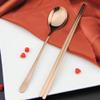 Chopsticks Spoon Set 2Pcs Soup Spoons Stainless Steel Chopsticks Spoons Korean Style Cutlery Chopstick Spoon Set Gift(Pale_Pink) view 2