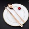 Chopsticks Spoon Set 2Pcs Soup Spoons Stainless Steel Chopsticks Spoons Korean Style Cutlery Chopstick Spoon Set Gift(Pale_Pink) view 3