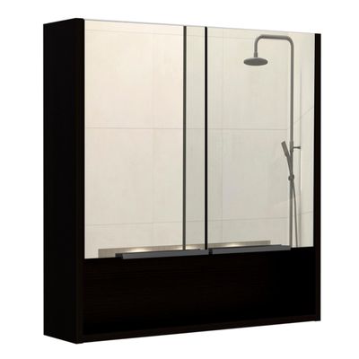 Tuhome Jaspe Mirror Cabinet with Three Internal Shelves, One Open Shelf, Double Door Cabinet, Elegant White Finish for Bathroom Storage