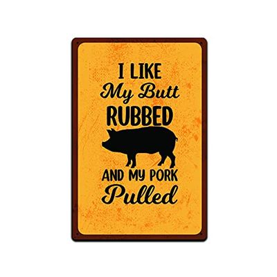 Backyard Patio BBQ Firepit 12 x 8 inch Meat temperature Magnet Sign (pork pulled)