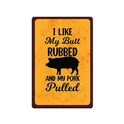 Backyard Patio BBQ Firepit 12 x 8 inch Meat temperature Magnet Sign (pork pulled)
