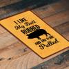Backyard Patio BBQ Firepit 12 x 8 inch Meat temperature Magnet Sign (pork pulled) view 2