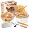 ABIOTO Sourdough Bread Baking Supplies and Bread Proofing Baskets - 9" Round & 10" Oval Indonesian Rattan Baskets, Liners, Danish Whisk, Bread Lame & Scrapers - 14 Piece Bread Making Kit for Beginners view 1