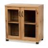 Baxton Studio Zentra Modern and Contemporary Oak Brown Finished Wood 2-Door Storage Cabinet with Glass Doors view 1