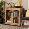 Baxton Studio Zentra Modern and Contemporary Oak Brown Finished Wood 2-Door Storage Cabinet with Glass Doors view 2
