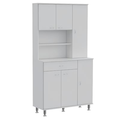 Tuhome Della 90 Kitchen Pantry with One Drawer, Multiple Cabinets, Two Open Shelves, Modern Design for Kitchen Organization