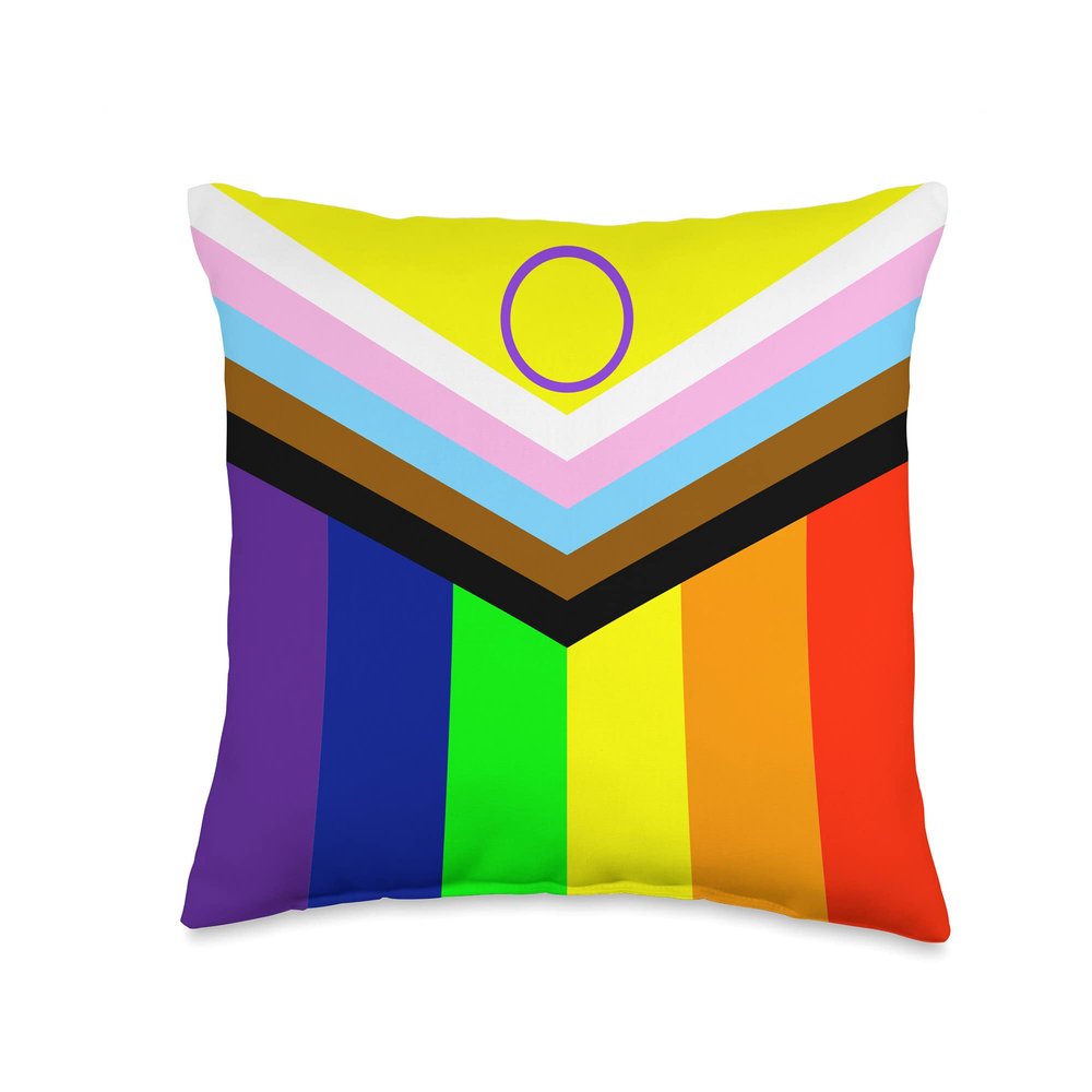 Progress Pride Flag Intersex, Pride Flag Throw Pillow