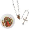 12 Pcs Baptism Party Favors New White Scented Wood Rosary Guardian Baby Angel Our Lady of Guadalupe San Judas First Communion Boy& Girl Recuerdos de Bautizo Communion (Our Lady Guadalupe White) view 2