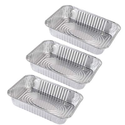 3pcs Disposable Aluminum Bbq Drip Pan with Cover Barbecue Food Container for Takeaway for Parties and Picnics Style