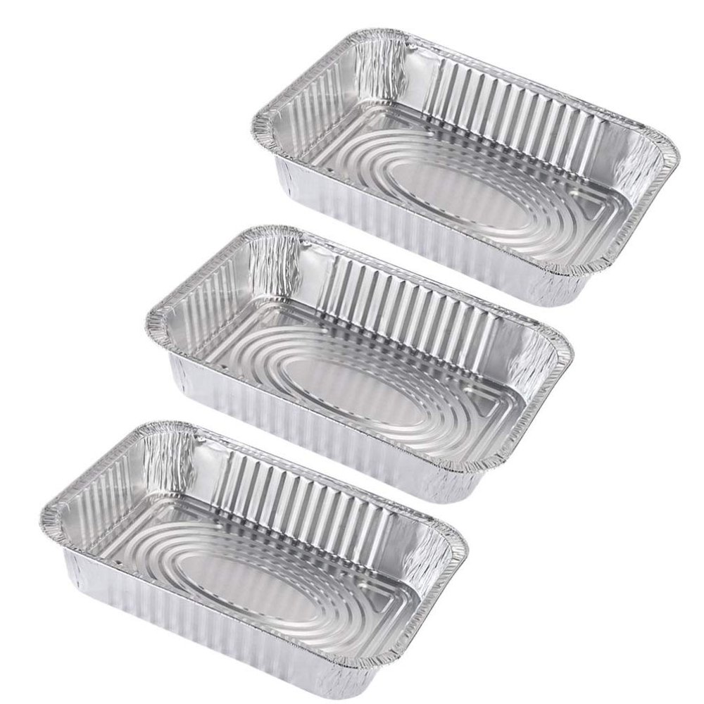 3pcs Disposable Aluminum Bbq Drip Pan with Cover Barbecue Food Container for Takeaway for Parties and Picnics Style