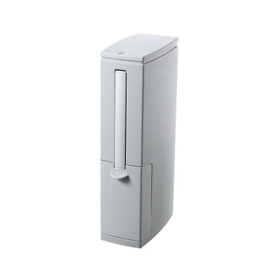 2 in 1 Narrow Strip Trash Can, Bathroom Wast Bin with Toilet Brush, The Liner Can Be Withdrawn Garbag Bin for Office Kitchen Bedroom (Color : Grey)