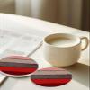 Coasters for Drinks Set of 6, Retro Rustic Barn Wood Red and Brown Ceramic Cup Mat, Absorbent Round Ceramic Stone Coasters with Cork Base for Coffee Wooden Table Home Decor view 2