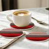 Coasters for Drinks Set of 6, Retro Rustic Barn Wood Red and Brown Ceramic Cup Mat, Absorbent Round Ceramic Stone Coasters with Cork Base for Coffee Wooden Table Home Decor view 3