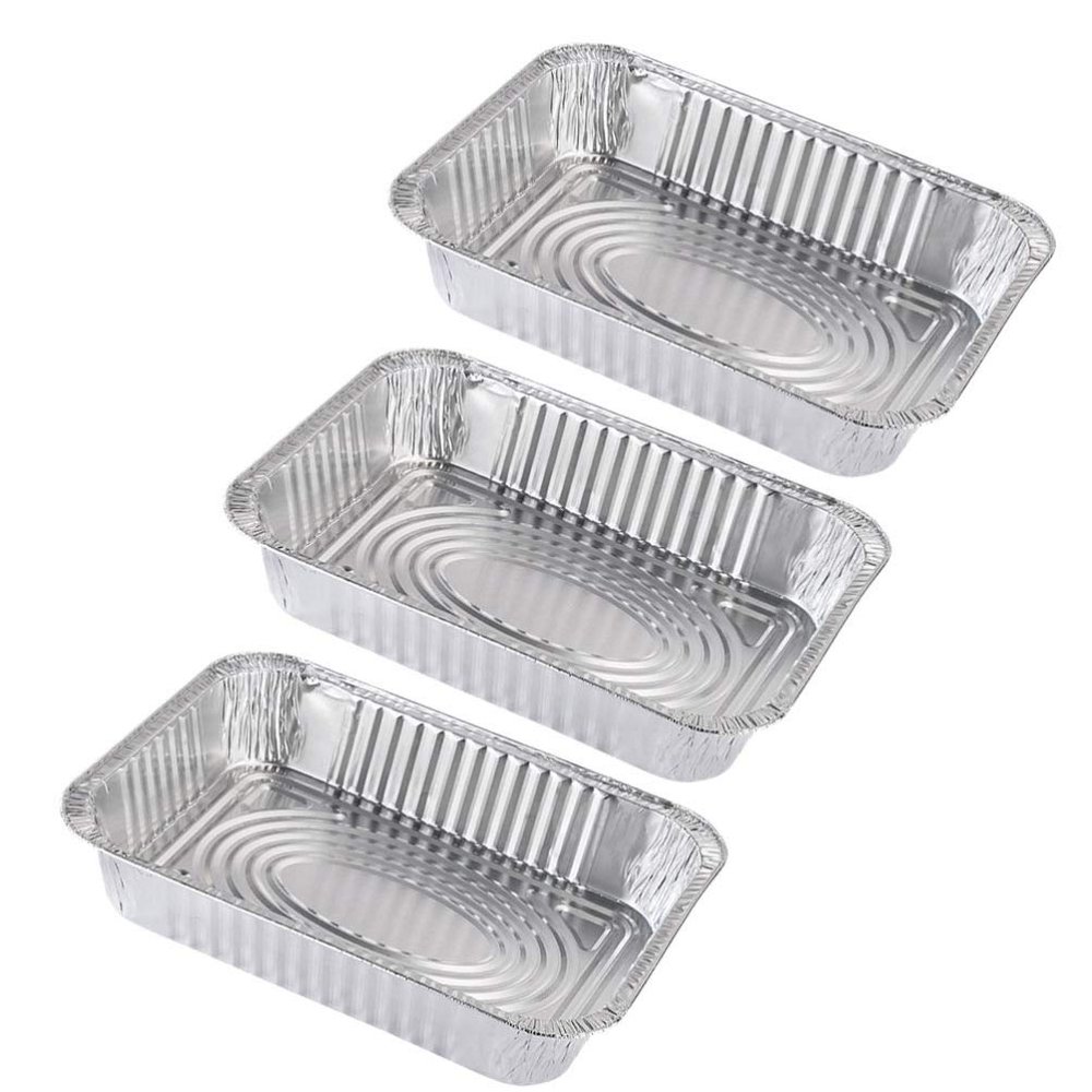 Cabilock 3pcs Aluminum Foil Bbq Drip Pan with Cover Food Container for Outdoor Cooking Party and Takeaway for Roasting and Food Storage