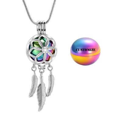 Cremation Jewelry Dream Net Urn Pendant Necklace with Hollow Urn Cremation Jewelry for Ashes Dream Catcher Shape