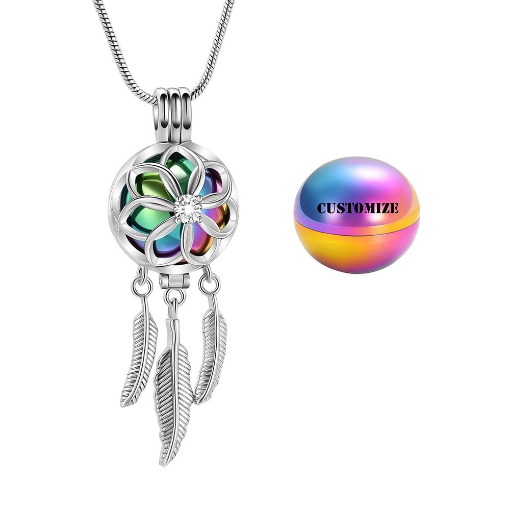Cremation Jewelry Dream Net Urn Pendant Necklace with Hollow Urn Cremation Jewelry for Ashes Dream Catcher Shape