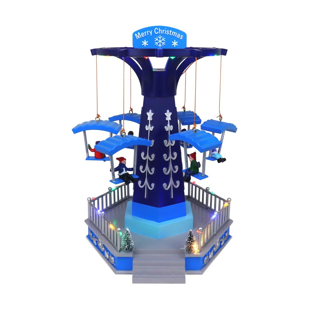 Christmas Carnival Paradrop Ride Display - Animated Musical Snow Village - Perfect Addition to Your Christmas Indoor Decorations & Holiday Collections - A Thoughtful Gift to Your Loved Ones