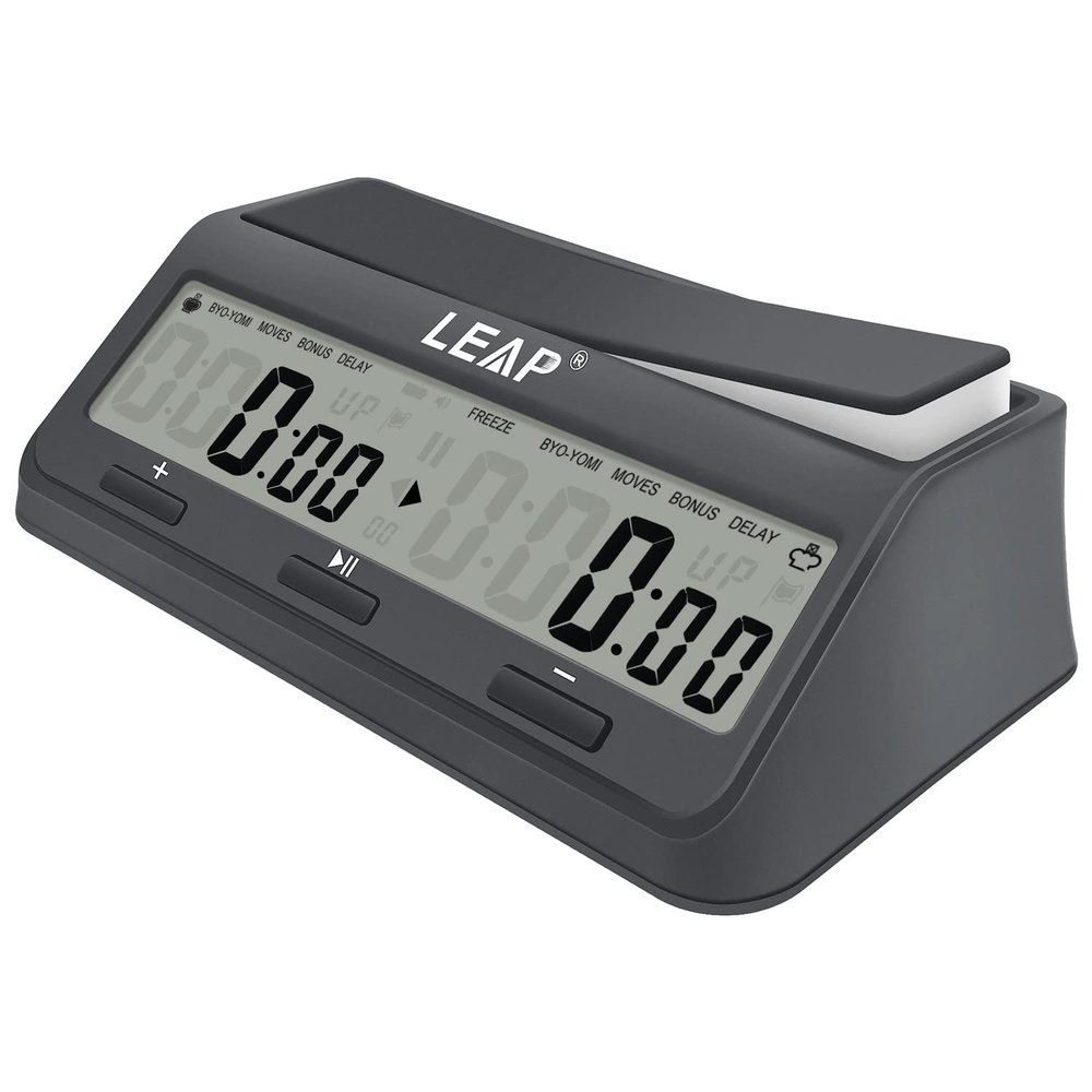 LEAP Chess Clock Digital Chess Timer Advanced for Board Game and Chess Timer with 9921 Updated Byo-yomi Bonus & Delay Count Down up Alarm Grey