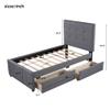 Actual Twin Size Linen Upholstered Platform Bed, Linen Upholstered Bed Frame with Headboard/Trundle/2 Drawers, No Box Spring Needed LF (Twin) view 2