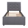 Actual Twin Size Linen Upholstered Platform Bed, Linen Upholstered Bed Frame with Headboard/Trundle/2 Drawers, No Box Spring Needed LF (Twin) view 3