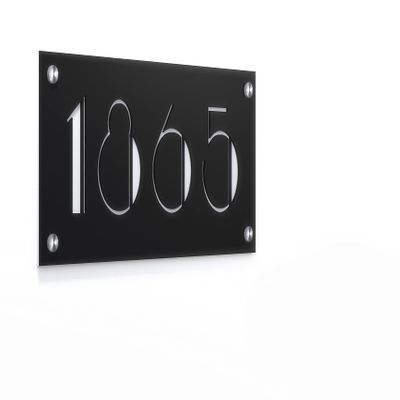 Art Deco Modern House Numbers - Rectangle Black with White Acrylic - Contemporary Home Address - Sign Plaque - Door Number - Hotel Numbers (15.7" x 7", Glossy Red)