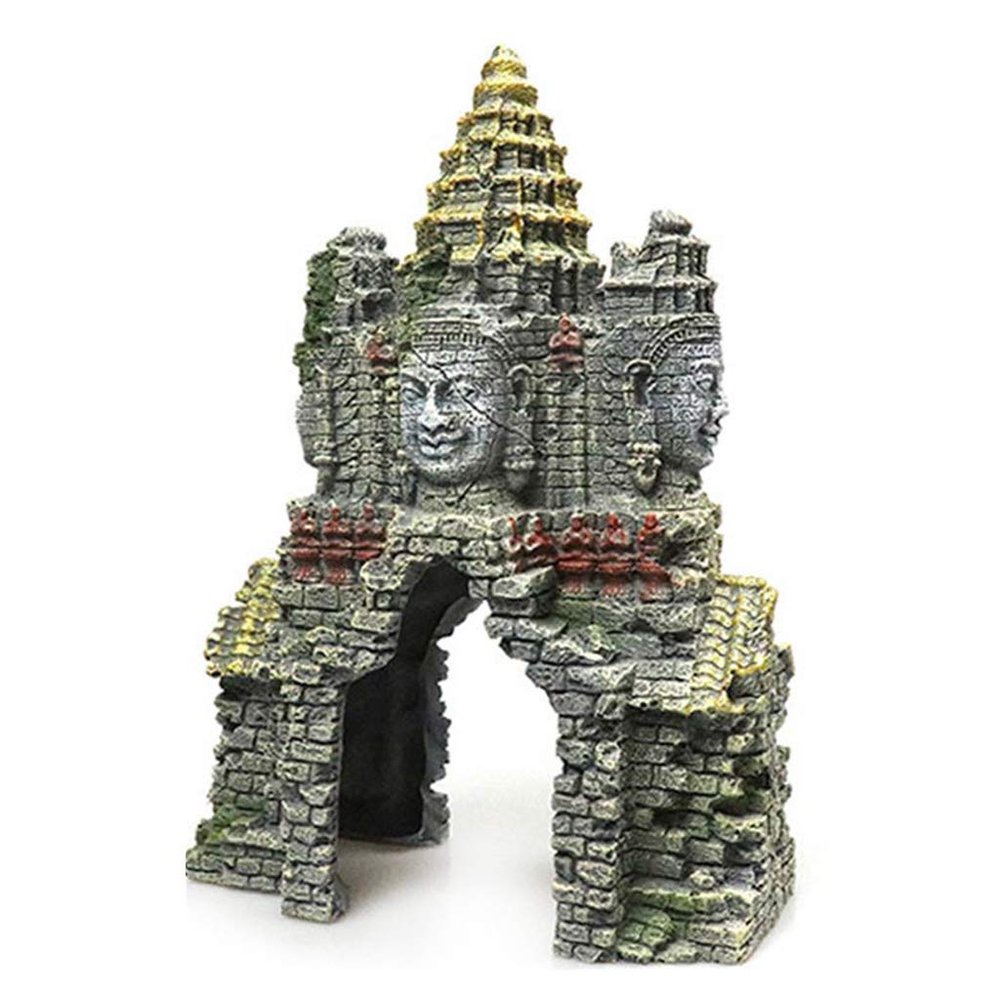 BlingGlow Ancient Cambodian Erawan Statue Fish Tank Landscaping Ornament Simulation Crafts,Fish Aquarium Decoration,Resin