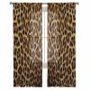 TocaHome 2 Piece Semi Sheer Window Curtains Leopard Print Skin Pattern of a Wild Safari Animal Rod Pocket Curtain Panels for Bedroom/Living Room/Kitchen 52 Wide by 63 Long Inch view 1