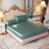 CFYCYHDZHT Ultra Soft Deep Pocket Satin Solid Color Deep Pocket Fitted Sheet, Bedroom Hotel Homestay Single Double King Size Mattress Protector Green 2 120cm200cm+25cm view 1