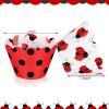 48 Ladybug Pattern Cupcake Wrappers - Reversible Dot Cake Wraps for Kids Birthday Party & Baby Shower view 2
