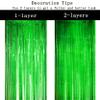 Green Metallic Foil Fringe Curtains - Tropical Jungle Safari Summer Hawaiian Birthday Baby Shower Wedding Anniversary Graduation Christmas Party Photo Booth Backdrop Decoration, 3.2 ft x 9.8 ft, 2pc view 4