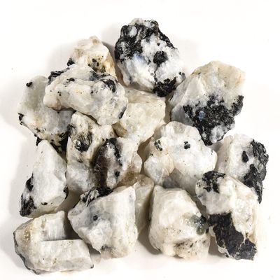 20PCS Rainbow Moonstone w/Black Tourmaline Rough Stones Natural Sparkling Feldspar Gemstone Crystal Mineral Raw Specimens - India