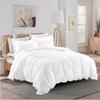 3 Piece White Edge Ruffle Frilled Duvet Cover Set (Duvet Cover + 2 Pillowcases) Queen 88'' x 88'' Button Closure Corner Ties view 1