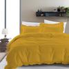 3 Piece Mustard Yellow Edge Ruffle Frilled Duvet Cover Set (Duvet Cover + 2 Pillowcases) California King 92'' x 104'' Button Closure Corner Ties view 2