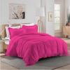 3 Piece Hot Pink Edge Ruffle Frilled Duvet Cover Set (Duvet Cover + 2 Pillowcases) King 90'' x 102'' Button Closure Corner Ties view 1